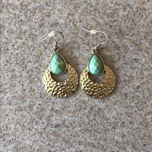 Green and gold earrings